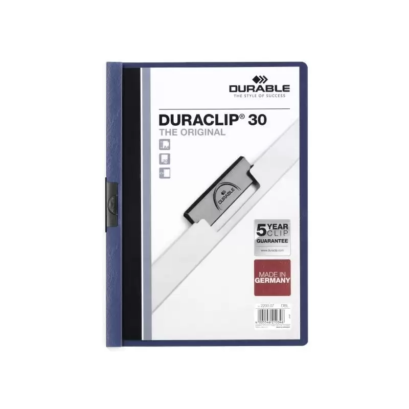 (220007) DURABLE CARPETA DOSSIER PINZA DURACLIP 30 AZUL OSCURO A4 -25U-