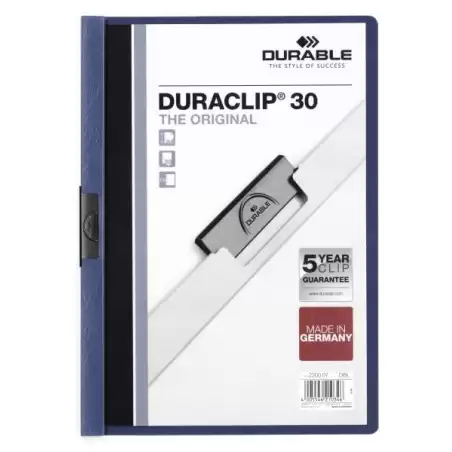 (220007) DURABLE CARPETA DOSSIER PINZA DURACLIP 30 AZUL OSCURO A4 -25U-
