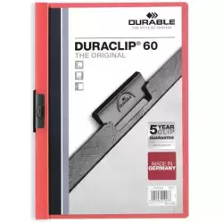 (220903) DURABLE CARPETA DOSSIER PINZA DURACLIP 60 ROJO A4 -25U-