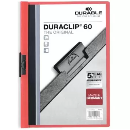 (220903) DURABLE CARPETA DOSSIER PINZA DURACLIP 60 ROJO A4 -25U-