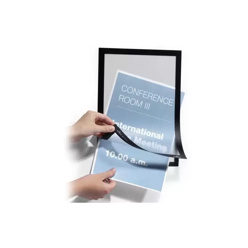 (487201) DURABLE MARCO INFORMATIVO MAGNETICO DURAFRAME ADHESIVO A SUPERFICIES LISAS Y SOLIDAS A4 NEGRO -2U-