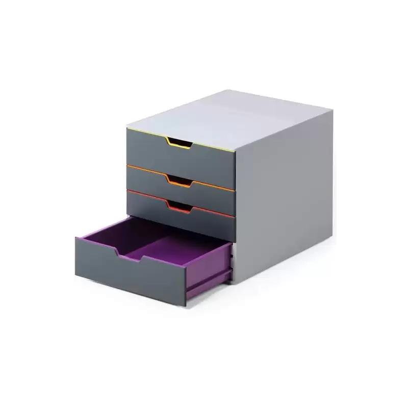 (760427) DURABLE MÓDULO SOBREMESA VARICOLOR 4 CAJONES A4/FOLIO/CARTA ABS ALTA CALIDAD ANTRACITA MULTICOLOR
