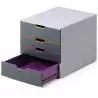 (760427) DURABLE MÓDULO SOBREMESA VARICOLOR 4 CAJONES A4/FOLIO/CARTA ABS ALTA CALIDAD ANTRACITA MULTICOLOR