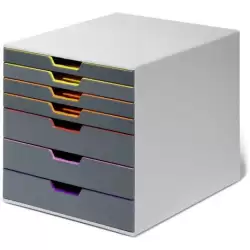 (760727) DURABLE MÓDULO SOBREMESA VARICOLOR 7 CAJONES PLÁSTICO A/CALIDAD GRIS/MULTICOLOR