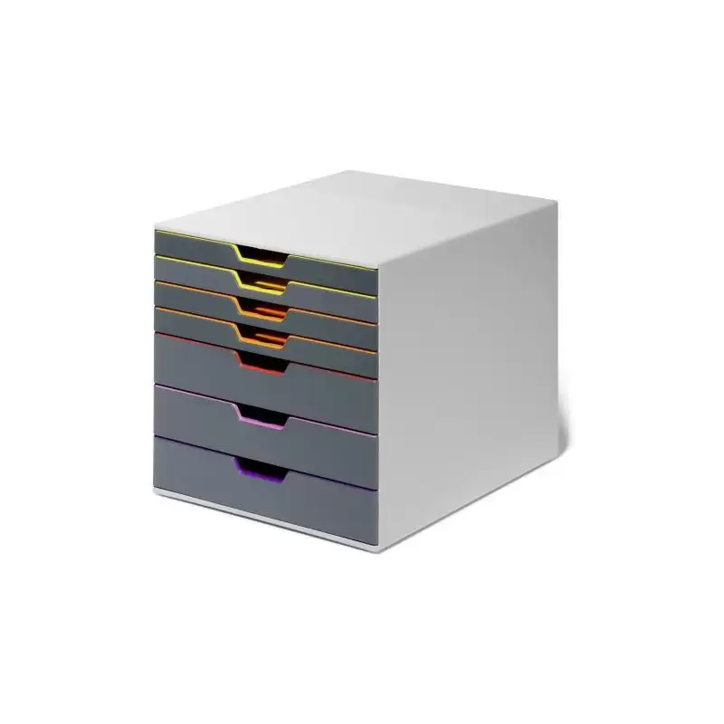 (760727) DURABLE MÓDULO SOBREMESA VARICOLOR 7 CAJONES PLÁSTICO A/CALIDAD GRIS/MULTICOLOR