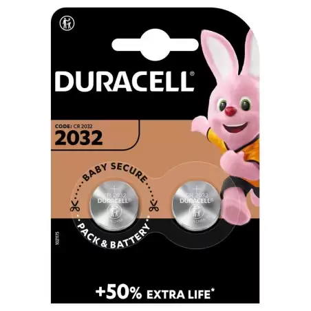 (940282/1021175) DURACELL PILA ESPECIAL CR2032 DE BOTÓN LITIO 3V BLISTER 2 + 50% EXTRA LIFE