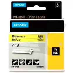 (18433) DYMO RHINO CINTA DE ETIQUETAS INDUSTRIAL ADHESIVA ID1-19 - NEGRO SOBRE AMARILLO - 19MMX5´5M NYLON FLEXIBLE (S0718470)