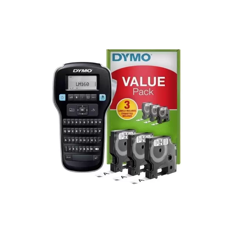 (2142267/2181011) DYMO ETIQUETADORA - ROTULADORA ELECTRÓNICA LM160 + 3 CINTAS D1 DE 12MM NEGRO SOBRE BLANCO (45013) (VALUE PACK)