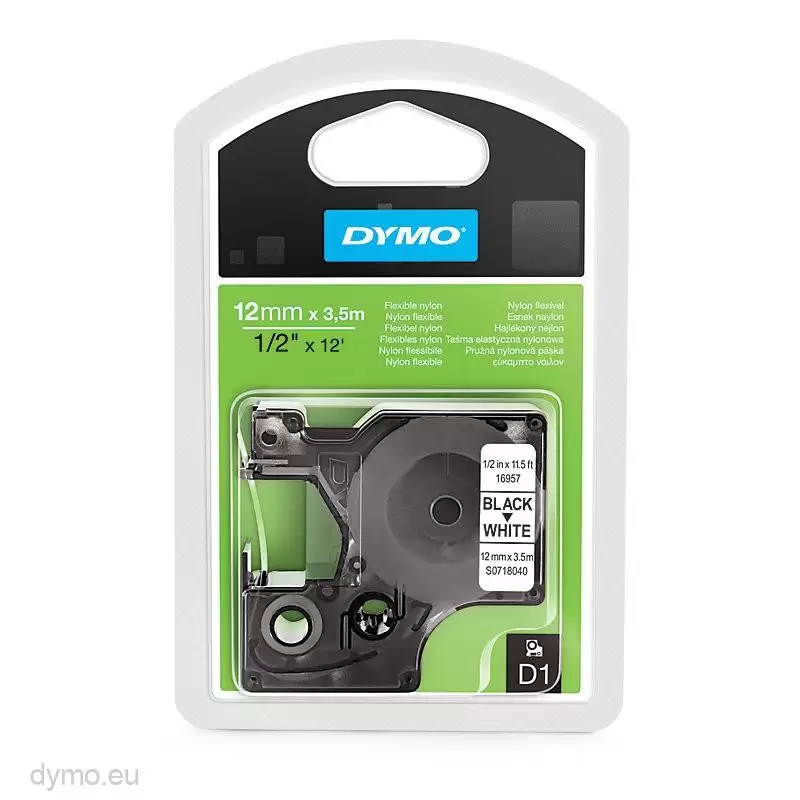 (S0718040) DYMO CINTA DE TRANSFERENCIA TERMICA D1 16957. NEGRO SOBRE BLANCO DE 12MMX3