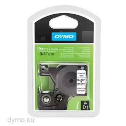 (S0718070) DYMO CINTA DE TRANSFERENCIA TÉRMICA D1 16960. ETIQUETAS ESTÁNDAR NEGRO SOBRE BLANCO DE 19MMX5