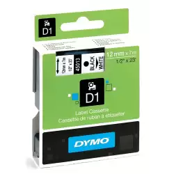 (S0720530) DYMO CINTA DE TRANSFERENCIA TERMICA D1 45013. ETIQUETAS ESTÁNDAR NEGRO SOBRE BLANCO DE 12MMX7M . POLIESTER AUTOADH...
