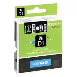 (S0720610) DYMO CINTA DE TRANSFERENCIA TERMICA D1 45021.ETIQUETAS ESTÁNDAR BLANCO SOBRE NEGRO DE 12MMX7M. POLIESTER AUTOADHES...