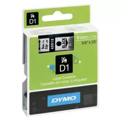 (S0720670) DYMO CINTA DE TRANSFERENCIA TERMICA D1 40910. ETIQUETAS ESTÁNDAR NEGRO SOBRE TRANSPARENTE DE 9MMX7M. POLIESTER AUT...