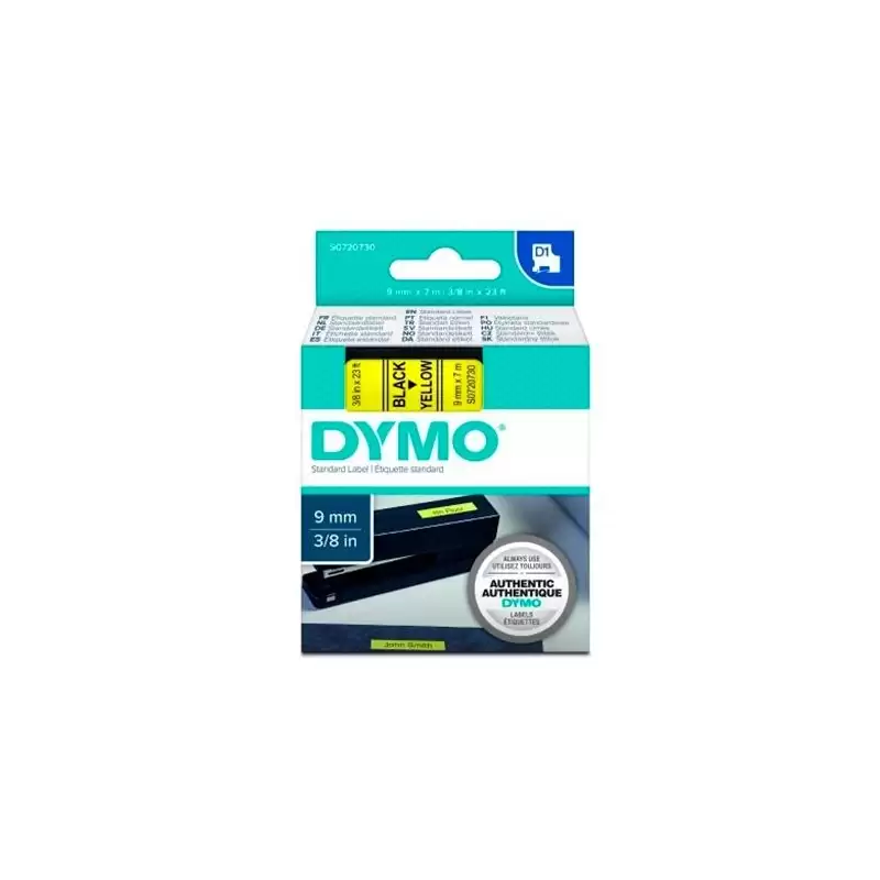 (S0720730) DYMO CINTA DE TRANSFERENCIA TERMICA D1 40918. NEGRO SOBRE AMARILLO DE 9MMX7M. POLIESTER AUTOADHESIVA