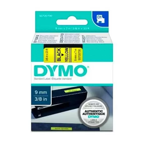 (S0720730) DYMO CINTA DE TRANSFERENCIA TERMICA D1 40918. NEGRO SOBRE AMARILLO DE 9MMX7M. POLIESTER AUTOADHESIVA