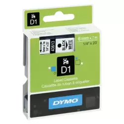 (S0720780) DYMO CINTA DE TRANSFERENCIA TERMICA D1 43613. ETIQUETAS ESTÁNDAR NEGRO SOBRE BLANCO 6MMX7M. POLIESTER AUTOADHESIVA...