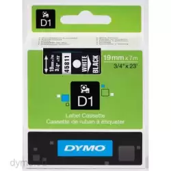 (S0720910) DYMO CINTA DE TRANSFERENCIA TÉRMICA D1 45811. ETIQUETAS ESTÁNDAR BLANCO SOBRE NEGRO DE 19MMX7M. POLIESTER AUTOADHE...