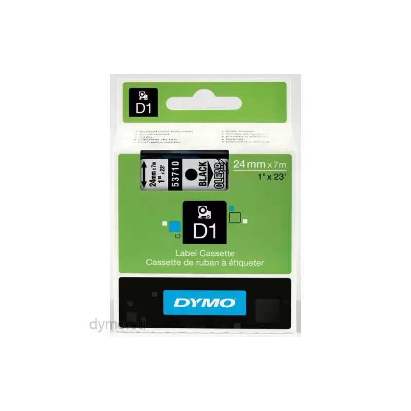 (S0720920) DYMO CINTA DE TRANSFERENCIA TERMICA D1 53710. ETIQUETAS ESTÁNDAR NEGRO SOBRE TRANSPARENTE DE 24MMX7M. POLIESTER AU...