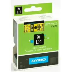 (S0720980) DYMO CINTA DE TRANSFERENCIA TERMICA D1 53718. ETIQUETAS ESTÁNDAR NEGRO SOBRE AMARILLO DE 24MMX7M. POLIESTER AUTOAD...