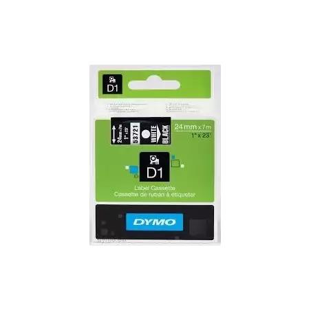 (S0721010) DYMO CINTA DE TRANSFERENCIA TERMICA D1 53721. ETIQUETAS ESTÁNDAR BLANCO SOBRE NEGRO DE 24MMX7M. POLIESTER AUTOADHE...