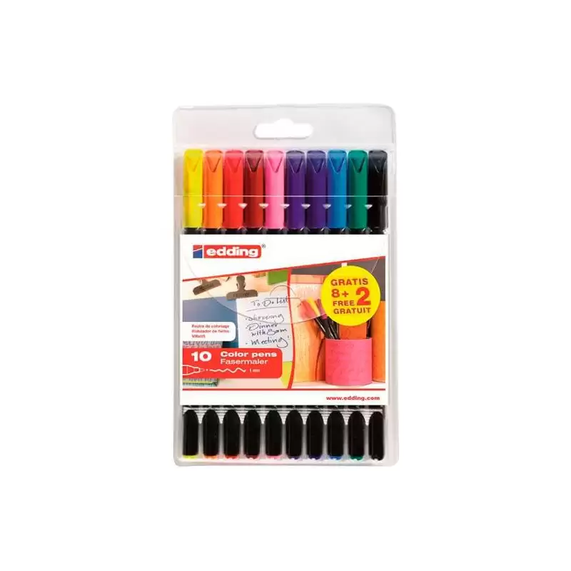 (1200-8+2S) EDDING ROTULADOR 1200 PUNTA FINA C/SURTIDOS ESTUCHE DE 8+2 GRATIS