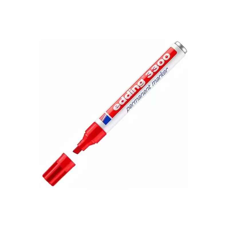 (3300-02) EDDING MARCADOR PERMANENTE 3300 PUNTA BISELADA ROJO