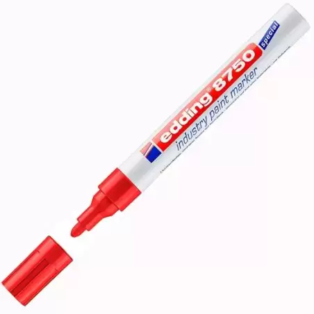 (8750-02) EDDING MARCADOR PERMANENTE DE TINTA OPACA INDUSTRIAL 8750 ROJO