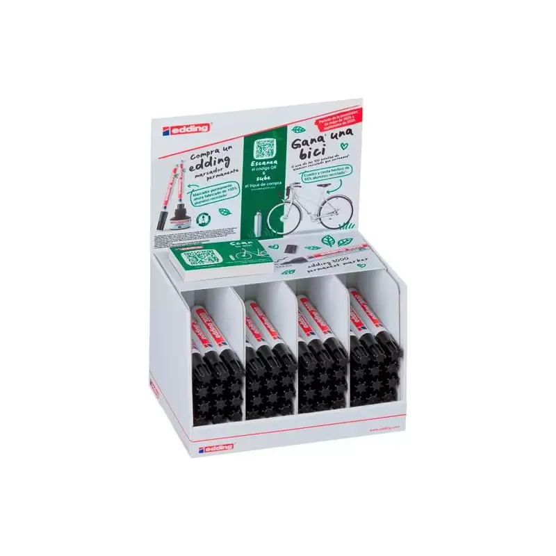 (E-3000) EDDING MARCADOR PERMANENTE 3000 NEGRO EXPOSITOR 48 UD
