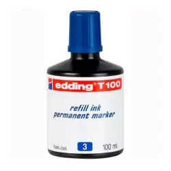 (T100-03) EDDING FRASCO DE TINTA T100 PARA ROTULADOR PERMANENTE 100ML AZUL