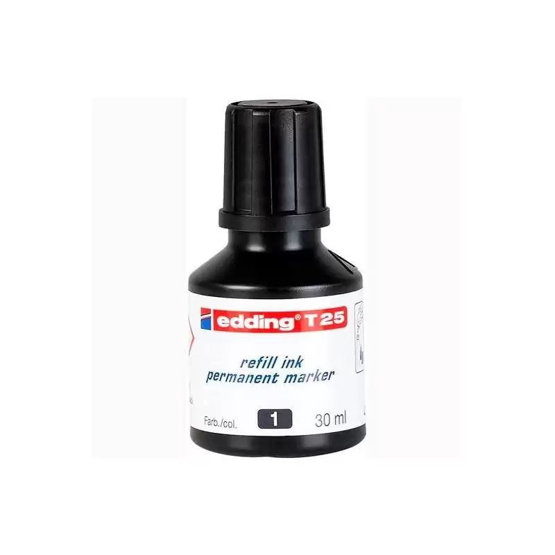 (T25001) EDDING FRASCO DE TINTA T25 PARA ROTULADOR PERMANENTE 30ML NEGRO