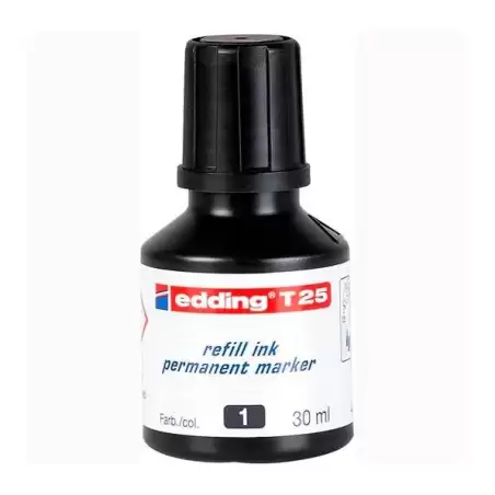 (T25001) EDDING FRASCO DE TINTA T25 PARA ROTULADOR PERMANENTE 30ML NEGRO