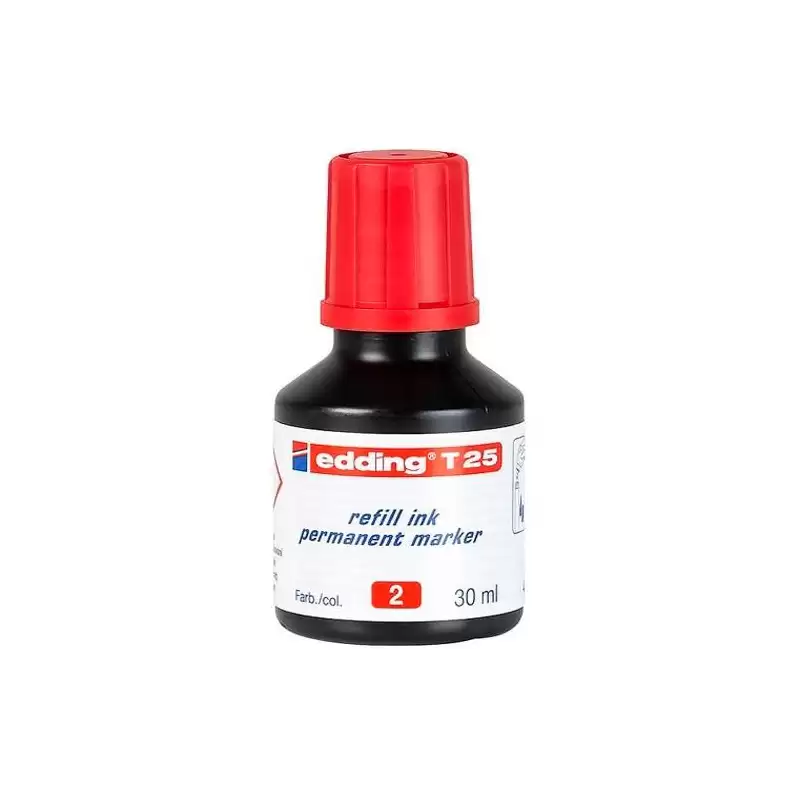(T25002) EDDING FRASCO DE TINTA T25 PARA ROTULADOR PERMANENTE 30ML ROJO