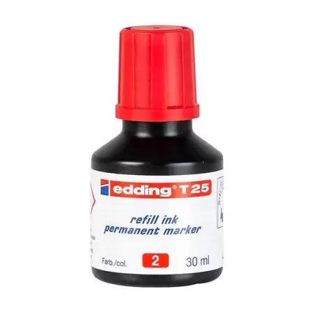 (T25002) EDDING FRASCO DE TINTA T25 PARA ROTULADOR PERMANENTE 30ML ROJO