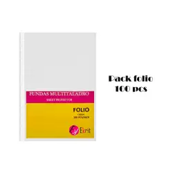 (SSP-100-80F) EKRIT FUNDAS MULTITALADRO 16 PP CRISTAL FOLIO 80 MICRAS - BOLSA 100U-