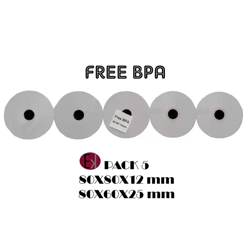 (RT-EV01-80X60) EKRIT ROLLO TÉRMICO SIN BPA 80X60X12MM 65GRS -5U-