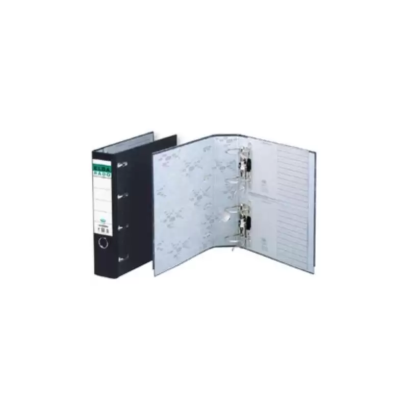 (100551836) ELBA ARCHIVADOR DOBLE MECANISMO LOMO ANCHO RADO A4 CARTÓN EXTRA RÍGIDO JASPEADO NEGRO