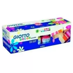 (F530600) GIOTTO TÉMPERA ACRÍLICA DECOR COLORES SURTIDOS 12 BOTES 25ML