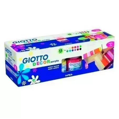 (F530600) GIOTTO TÉMPERA ACRÍLICA DECOR COLORES SURTIDOS 12 BOTES 25ML