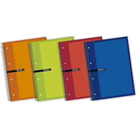 (100430093) ENRI CUADERNO ESPIRAL MICROPERFORADO 120H+40H A4+ 5X5MM 4 TALADROS 5 BANDAS COLOR T/EXTRADURAS C/SURTIDOS
