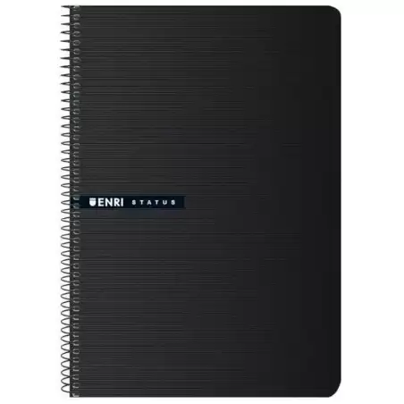 (100435750) ENRI CUADERNO ESPIRAL TAPA DURA 100H FOLIO 70GR CUADRÍCULA 4X4 NEGRO