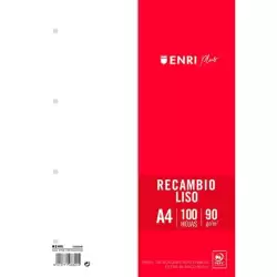 (400173992) ENRI RECAMBIO PLUS 100H A4 90GR LISO 4 TALADROS BLANCO
