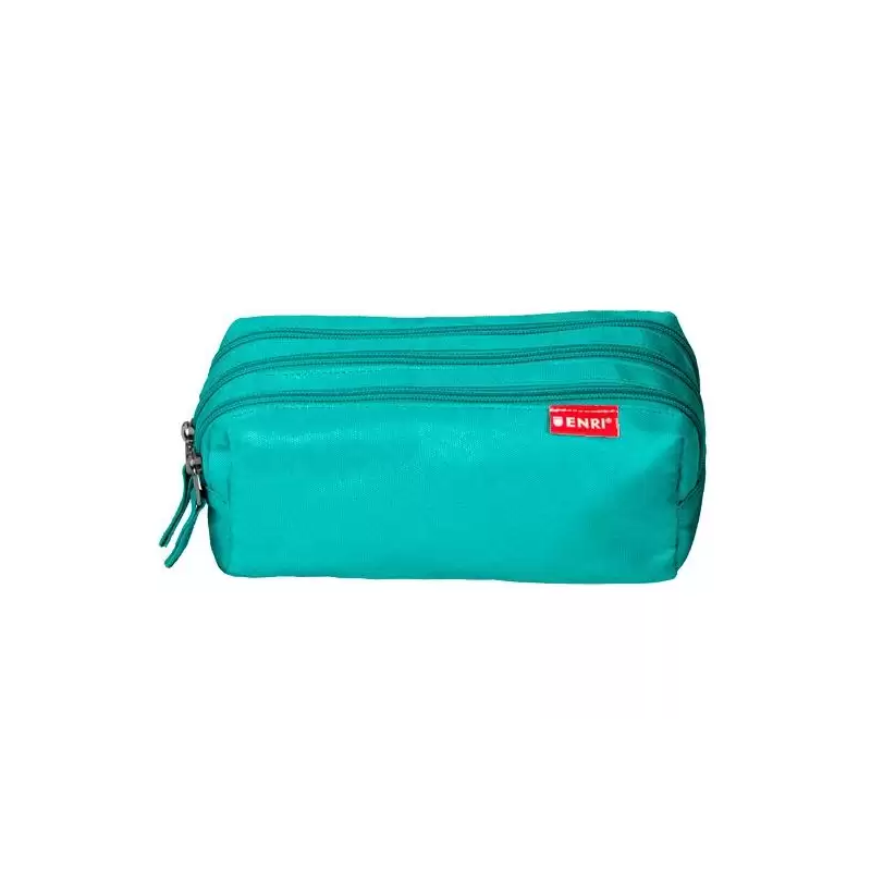 (400195237) ENRI ESTUCHE 3 CREMALLERAS POLIÉSTER VERDE AZULADO