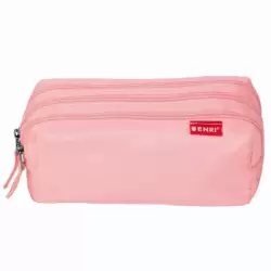 (400195239) ENRI ESTUCHE 3 CREMALLERAS POLIÉSTER ROSA