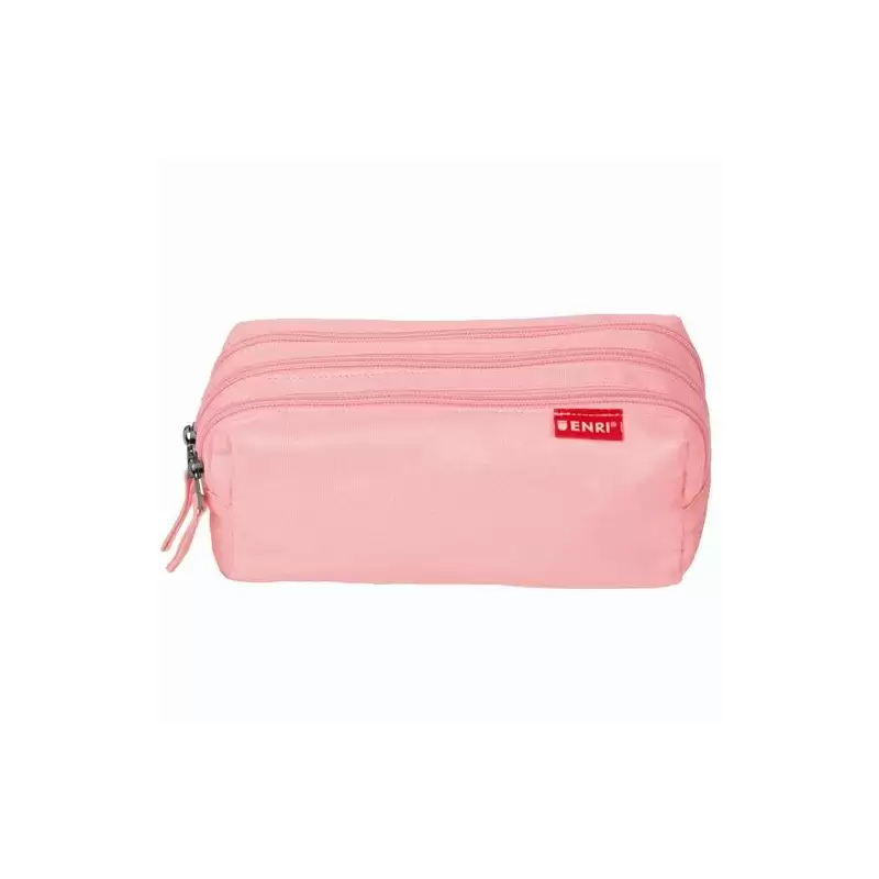 (400195239) ENRI ESTUCHE 3 CREMALLERAS POLIÉSTER ROSA