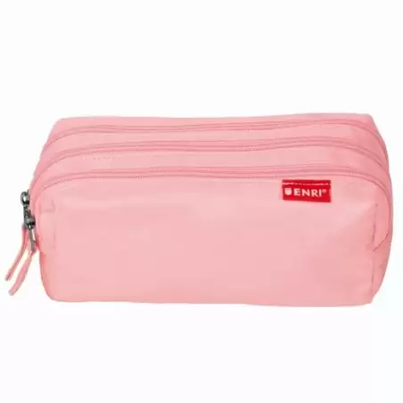 (400195239) ENRI ESTUCHE 3 CREMALLERAS POLIÉSTER ROSA