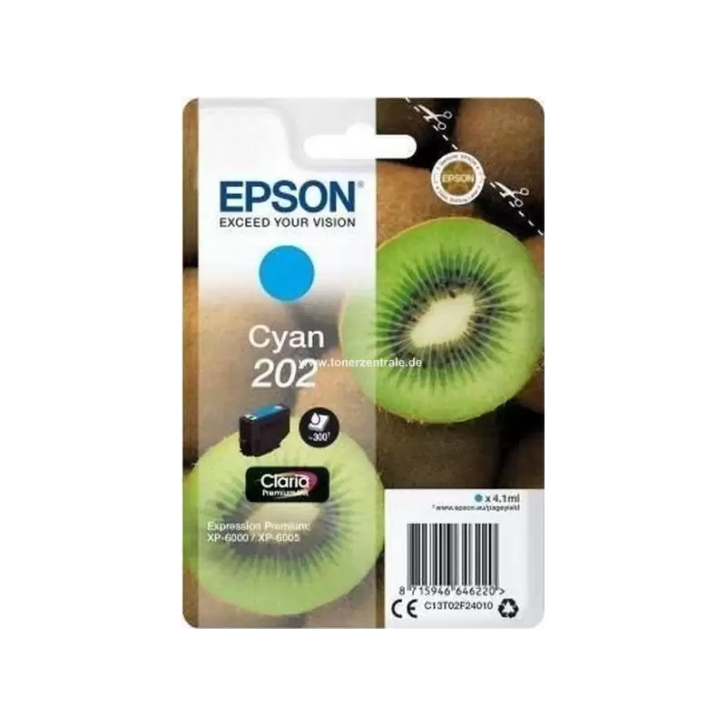 (C13T02F24010) EPSON SINGLEPACK CYAN 202 CLARIA PREMIUM INK