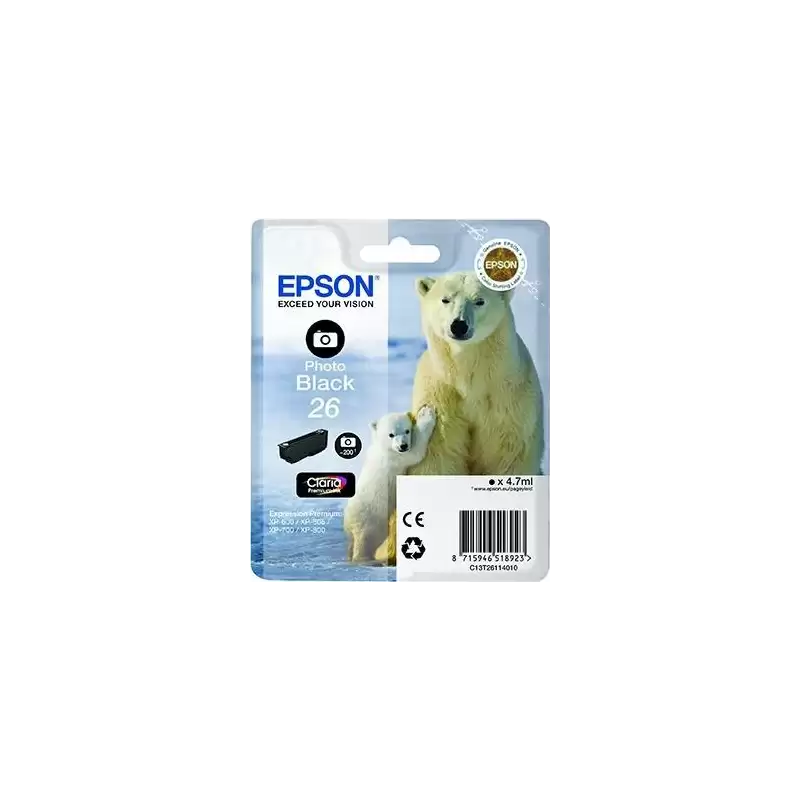 (C13T26114012) EPSON TINTA NEGRO FHOTO CLARIA PREMIUM XP 510 520 600 605 610 615 620 625 700 710 720 800 810 820 - 26