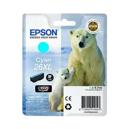 (C13T26324012) EPSON TINTA CIAN CLARIA PREMIUM XP 510 520 600 605 610 615 620 625 700 710 720 800 810 820 - 26XL ALTA CAPACIDAD