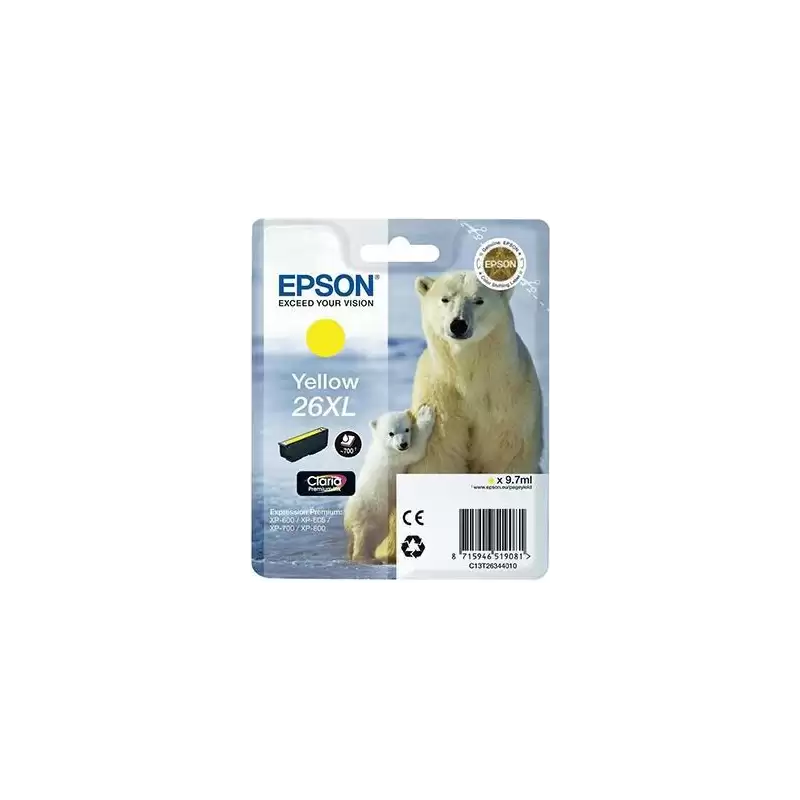 (C13T26344012) EPSON TINTA AMARILLO CLARIA PREMIUM XP 510 520 600 605 610 615 620 625 700 710 720 800 810 820 - 26XL ALTA CAP...
