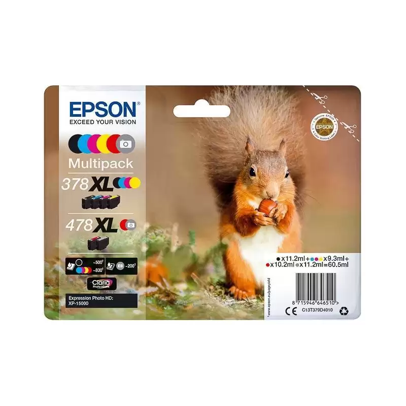 (C13T379D4010) EPSON MULTIPACK 6-COLOURS 478XL CLARIA PHOTO HD INK